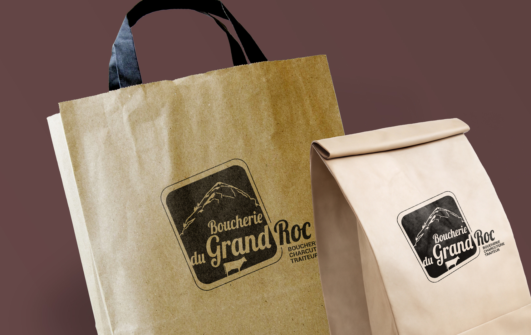 logo Grand Roc sur sacs papier